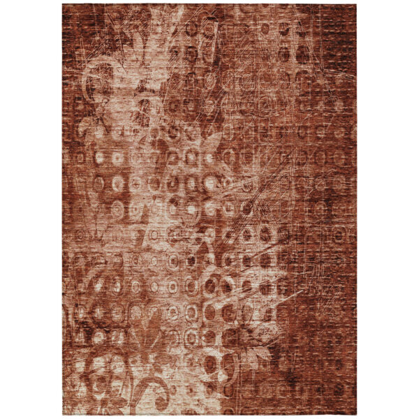 5' X 8' Orange Ikat Washable Indoor Outdoor Area Rug