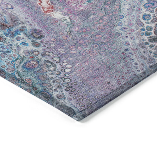 9' X 12' Sky Blue And Purple Abstract Washable Indoor Outdoor Area Rug