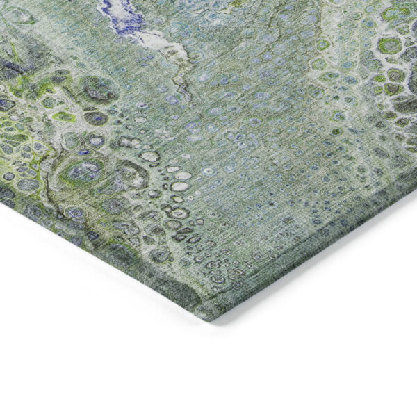 10' X 14' Green And Lime Green Abstract Washable Indoor Outdoor Area Rug