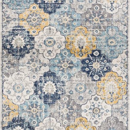 15' Blue Floral Dhurrie Runner Rug