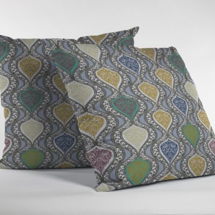 16” Gray Gold Ogee Zippered Suede Throw Pillow