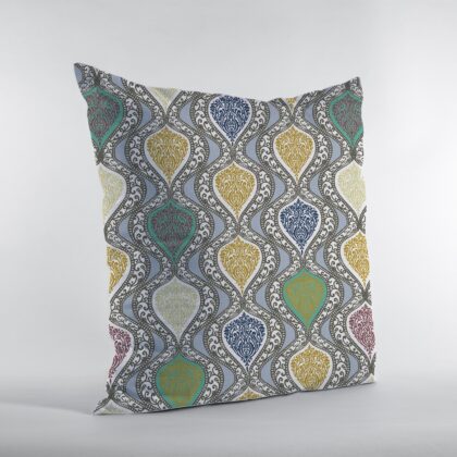 16” Gray Gold Ogee Zippered Suede Throw Pillow