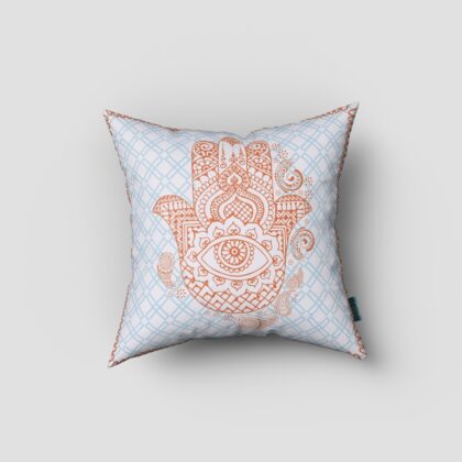 18” Blue Orange Hamsa Suede Zippered Throw Pillow