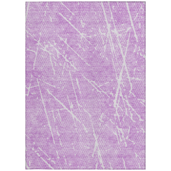 8' X 10' Lilac And Ivory Abstract Washable Indoor Outdoor Area Rug