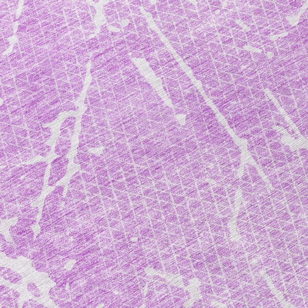 8' X 10' Lilac And Ivory Abstract Washable Indoor Outdoor Area Rug