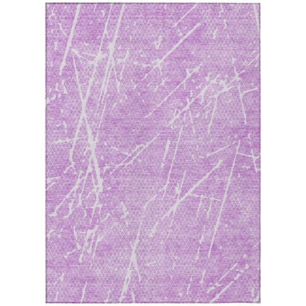 8' X 10' Lilac And Ivory Abstract Washable Indoor Outdoor Area Rug