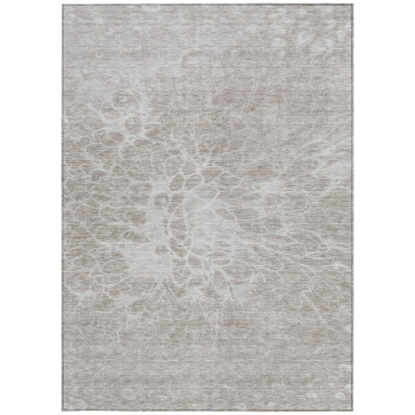 5' X 8' Taupe Beige And Ivory Abstract Washable Indoor Outdoor Area Rug