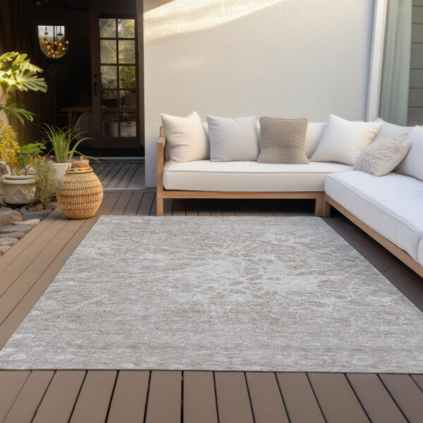 5' X 8' Taupe Beige And Ivory Abstract Washable Indoor Outdoor Area Rug