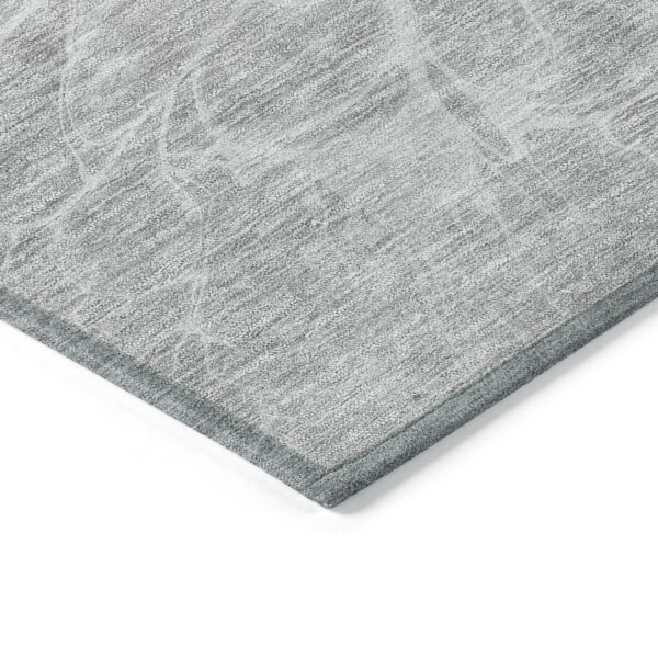 8' X 10' Silver And Gray Abstract Washable Indoor Outdoor Area Rug