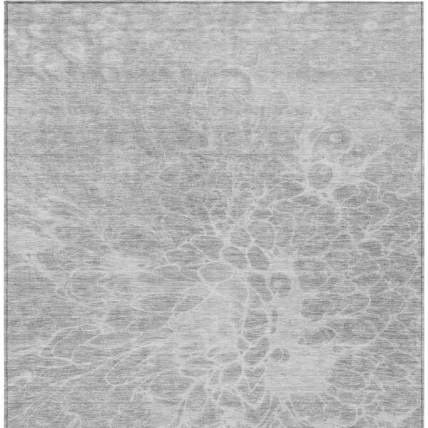 8' X 10' Silver And Gray Abstract Washable Indoor Outdoor Area Rug