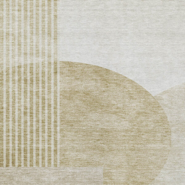5' X 8' Brown Beige And Ivory Geometric Washable Indoor Outdoor Area Rug
