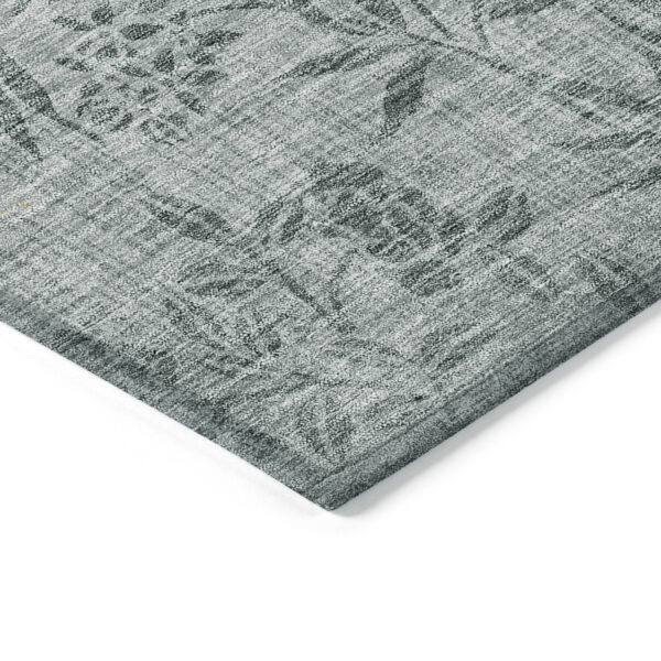 3' X 5' Gray Charcoal And Gold Floral Washable Indoor Outdoor Area Rug