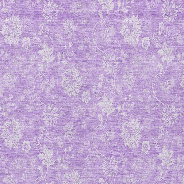 5' X 8' Lavender And Lilac Floral Washable Indoor Outdoor Area Rug