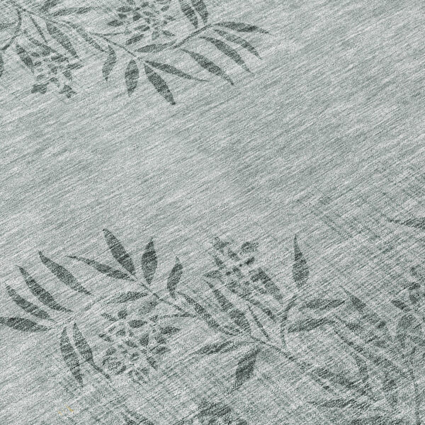 8' Gray Charcoal And Gold Round Floral Washable Indoor Outdoor Area Rug