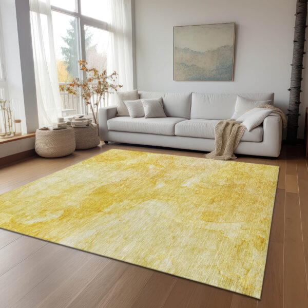 10' X 14' Gold And Yellow Nautical Washable Indoor Outdoor Area Rug