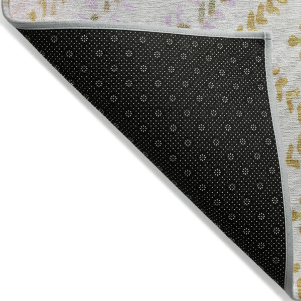 5' X 8' Pearl Ivory And Artichoke Green Geometric Washable Indoor Outdoor Area Rug