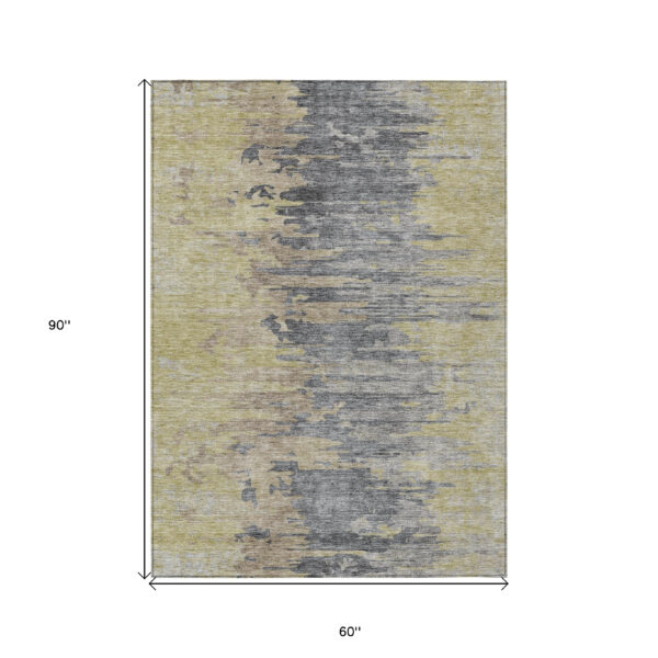5' X 8' Pewter Silver And Gray Abstract Washable Indoor Outdoor Area Rug