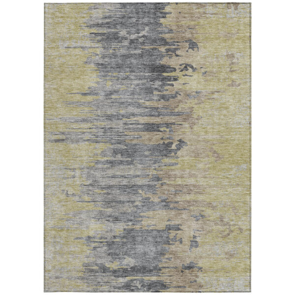 5' X 8' Pewter Silver And Gray Abstract Washable Indoor Outdoor Area Rug