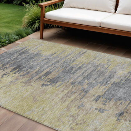 8' X 10' Pewter Silver And Gray Abstract Washable Indoor Outdoor Area Rug