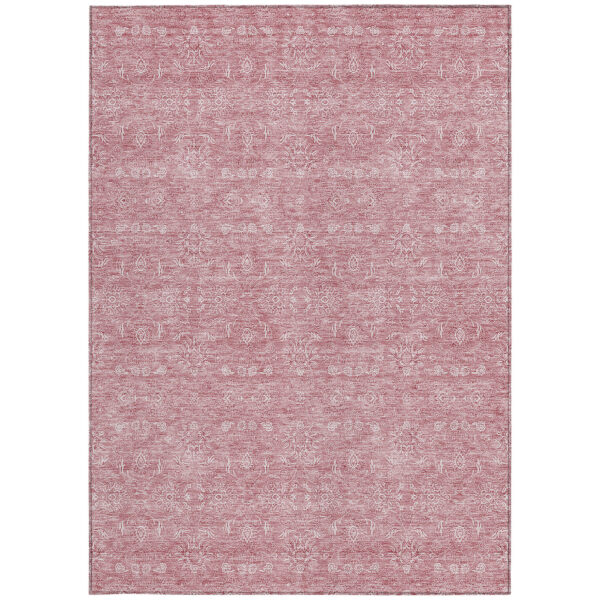10' X 14' Blush Pink And Ivory Floral Washable Indoor Outdoor Area Rug