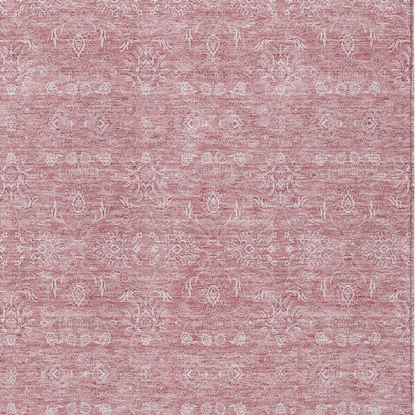 10' X 14' Blush Pink And Ivory Floral Washable Indoor Outdoor Area Rug