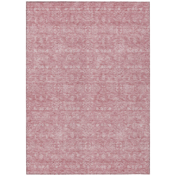 10' X 14' Blush Pink And Ivory Floral Washable Indoor Outdoor Area Rug