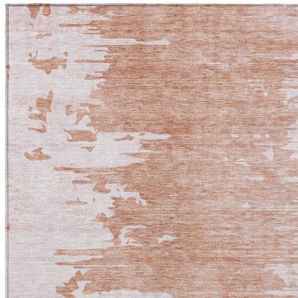 3' X 5' Terra Cotta Salmon And Copper Abstract Washable Indoor Outdoor Area Rug