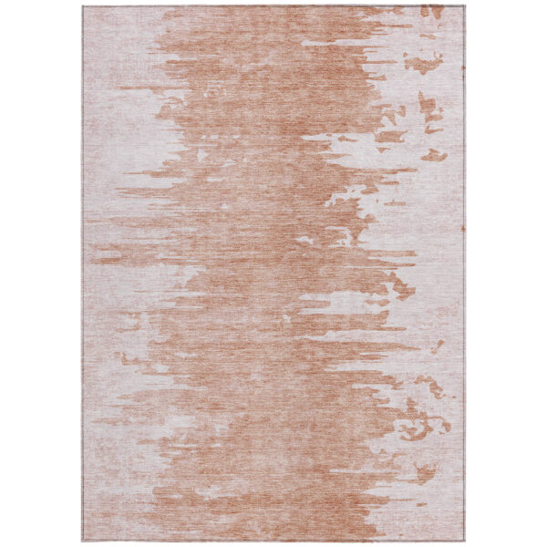 3' X 5' Terra Cotta Salmon And Copper Abstract Washable Indoor Outdoor Area Rug
