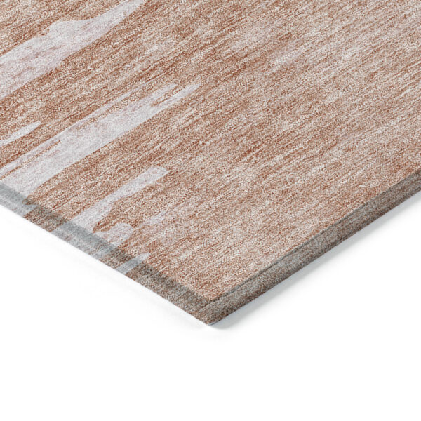 3' X 5' Terra Cotta Salmon And Copper Abstract Washable Indoor Outdoor Area Rug
