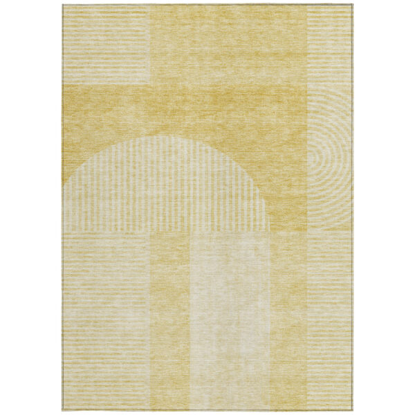 5' X 8' Gold Ivory And Yellow Geometric Washable Indoor Outdoor Area Rug