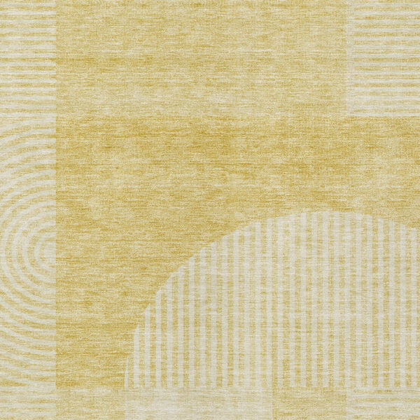5' X 8' Gold Ivory And Yellow Geometric Washable Indoor Outdoor Area Rug