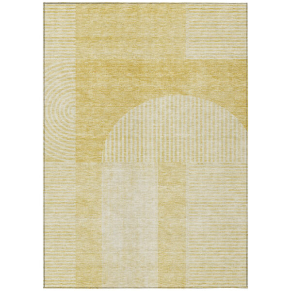 5' X 8' Gold Ivory And Yellow Geometric Washable Indoor Outdoor Area Rug