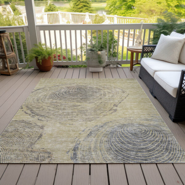 3' X 5' Beige Taupe And Gray Abstract Washable Indoor Outdoor Area Rug