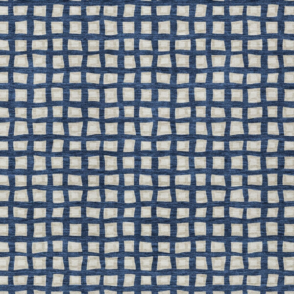 10' X 14' Navy Blue And Ivory Geometric Washable Indoor Outdoor Area Rug