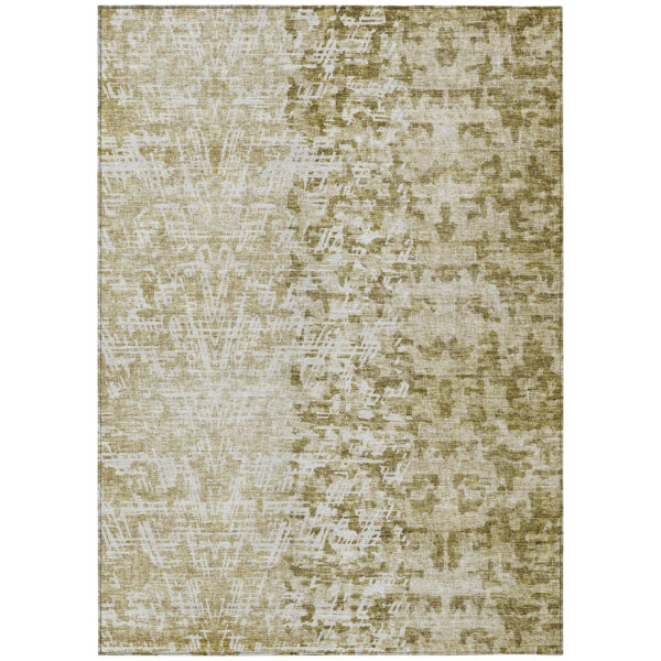 9' X 12' Taupe Beige And Ivory Abstract Washable Indoor Outdoor Area Rug
