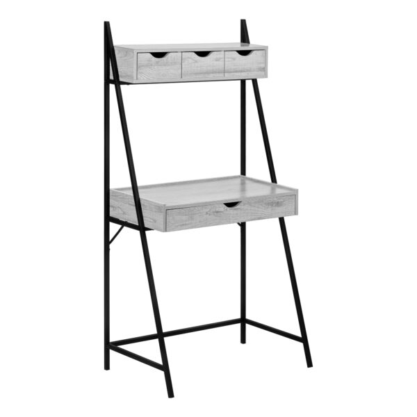32" Gray and Black Wood and Metal Computer Desk With Four Drawers