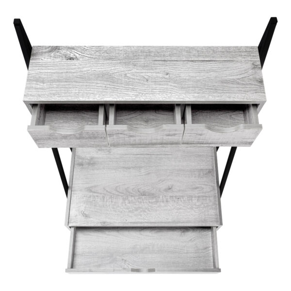 32" Gray and Black Wood and Metal Computer Desk With Four Drawers