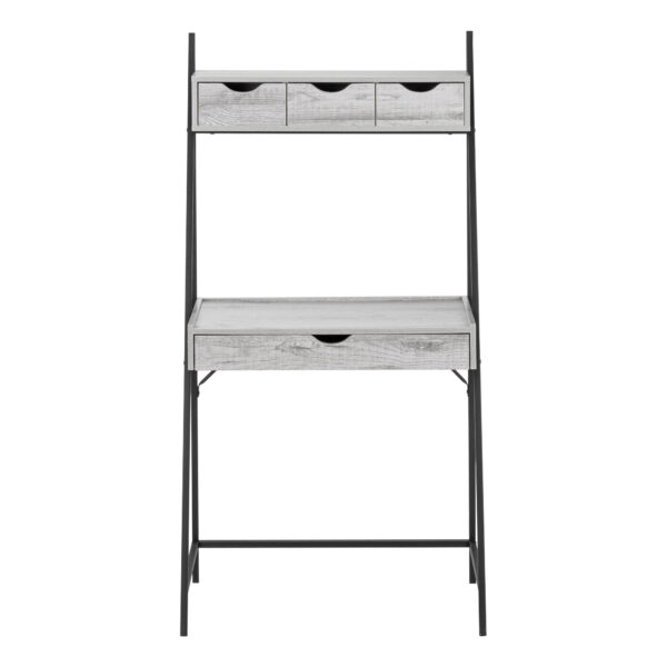 32" Gray and Black Wood and Metal Computer Desk With Four Drawers