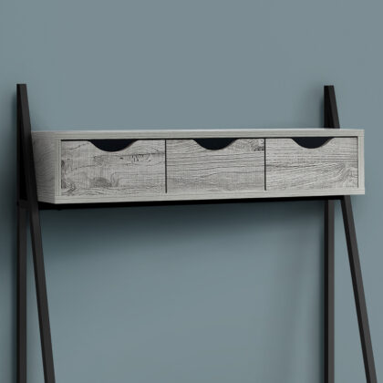 32" Gray and Black Wood and Metal Computer Desk With Four Drawers