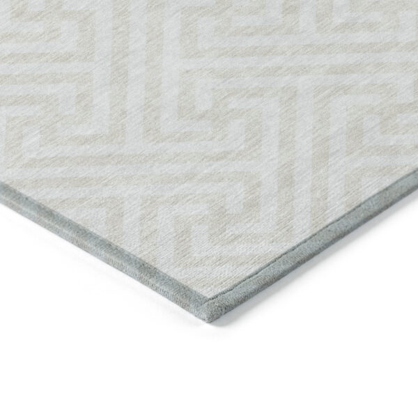 9' X 12' Ivory And Beige Geometric Washable Indoor Outdoor Area Rug