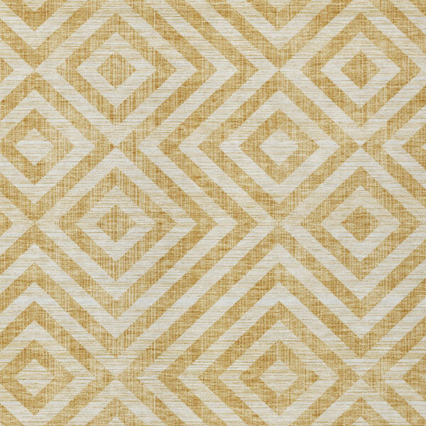 3' X 5' Gold Beige And Ivory Geometric Washable Indoor Outdoor Area Rug