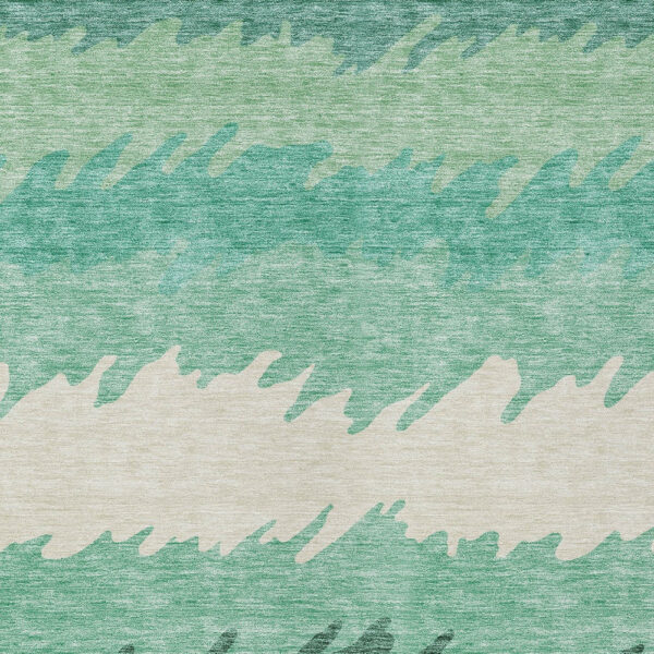 10' X 14' Sage Green And Ivory Striped Washable Indoor Outdoor Area Rug
