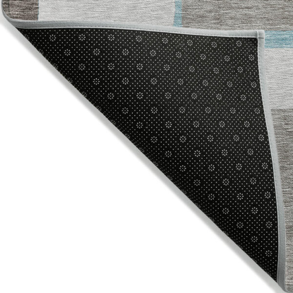 9' X 12' Teal Blue Aqua And Beige Abstract Washable Indoor Outdoor Area Rug