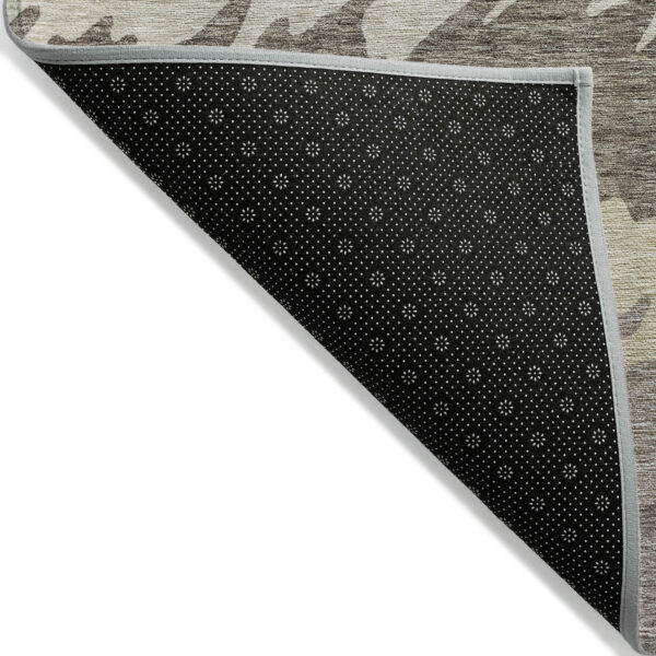 8' X 10' Taupe Brown And Gray Striped Washable Indoor Outdoor Area Rug