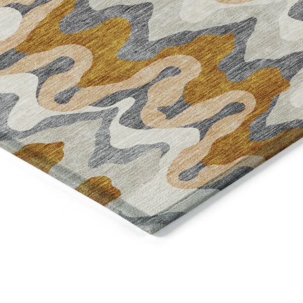 10' X 14' Terra Cotta Copper And Gray Abstract Washable Indoor Outdoor Area Rug