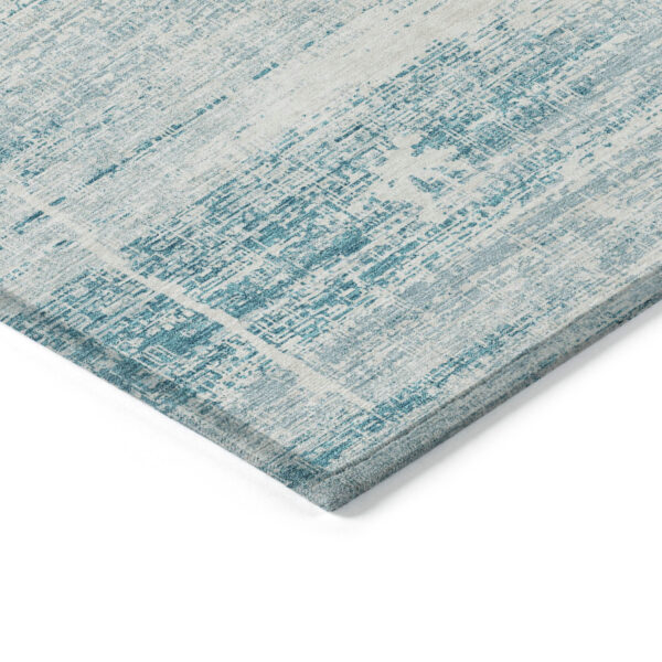 5' X 8' Teal Blue Aqua And Ivory Abstract Washable Indoor Outdoor Area Rug