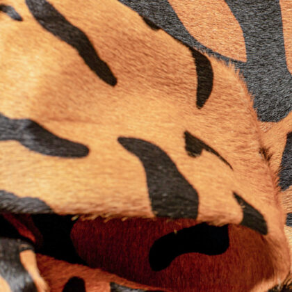 72" X 84" Tiger Black On Natural Cowhide  Rug