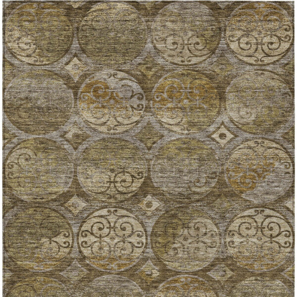 10' X 14' Brown Taupe And Gray Trellis Washable Indoor Outdoor Area Rug