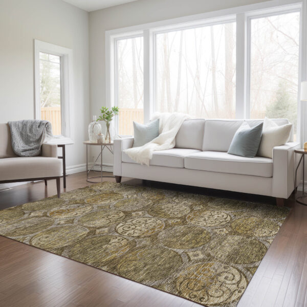 10' X 14' Brown Taupe And Gray Trellis Washable Indoor Outdoor Area Rug