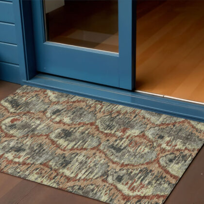 3' X 5' Copper Gray And Charcoal Abstract Washable Indoor Outdoor Area Rug